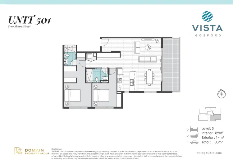 Floorplan of Homely apartment listing, Level 5/501/8-10 Moore Street, West Gosford NSW 2250
