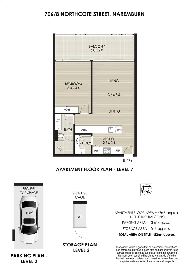 Floorplan of Homely apartment listing, 706/8 Northcote Street, Naremburn NSW 2065