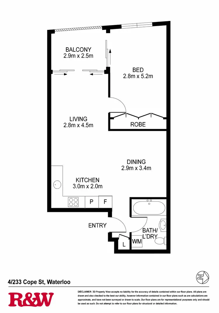 Floorplan of Homely apartment listing, 4/233 Cope Street, Waterloo NSW 2017