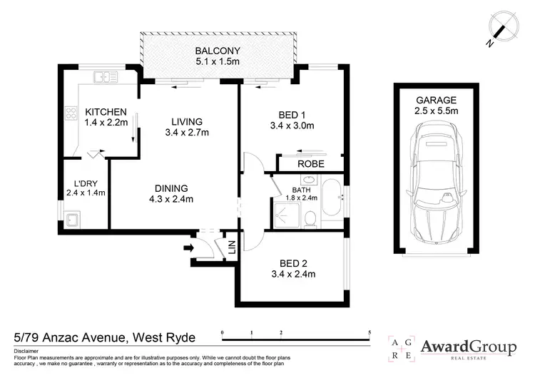 Floorplan of Homely unit listing, 5/79 Anzac Avenue, West Ryde NSW 2114