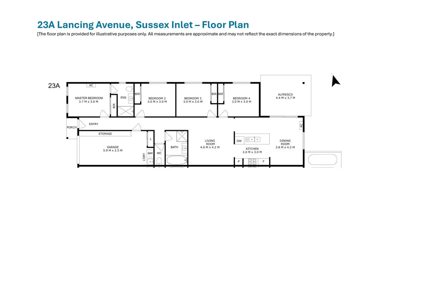 Floorplan of Homely semi-detached listing, A/23 Lancing Avenue, Sussex Inlet NSW 2540