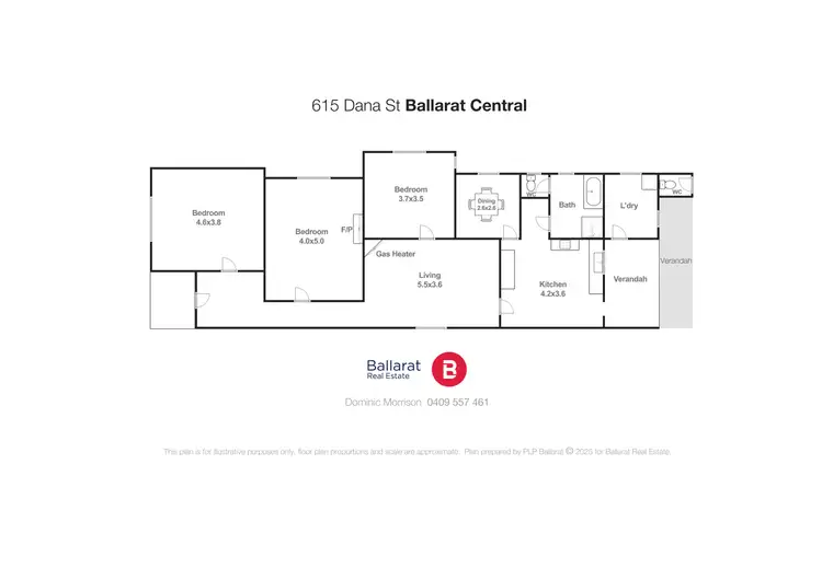 Floorplan of Homely house listing, 615 Dana Street, Ballarat Central VIC 3350