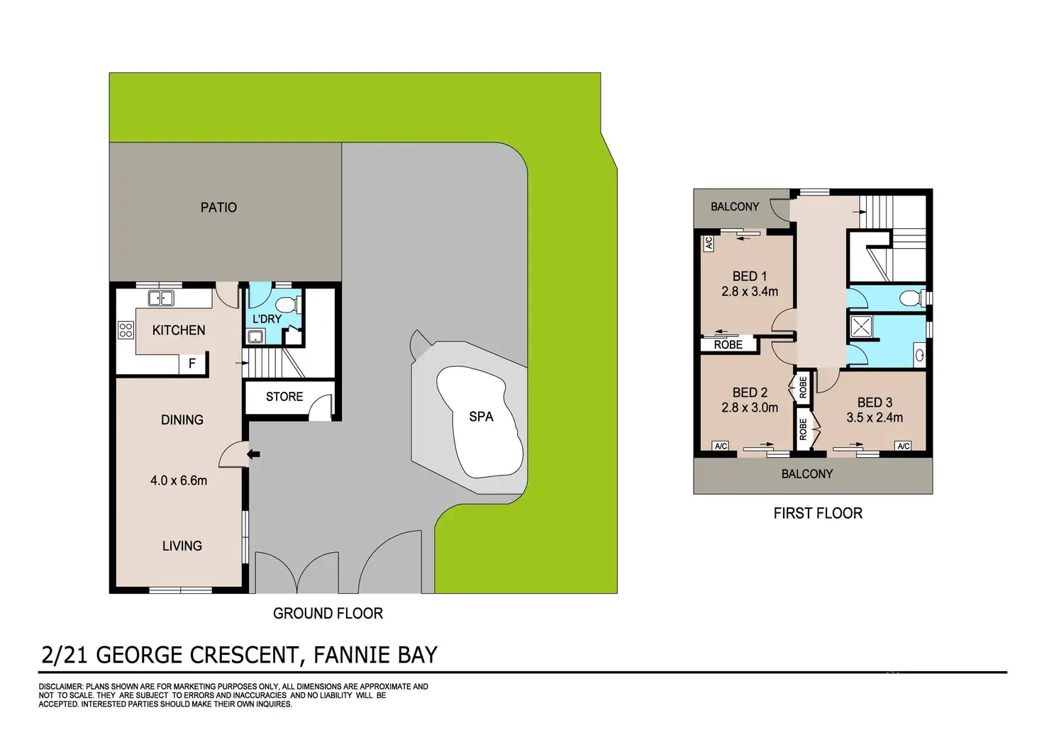 Floorplan of Homely townhouse listing, 2/21 George Crescent, Fannie Bay NT 820