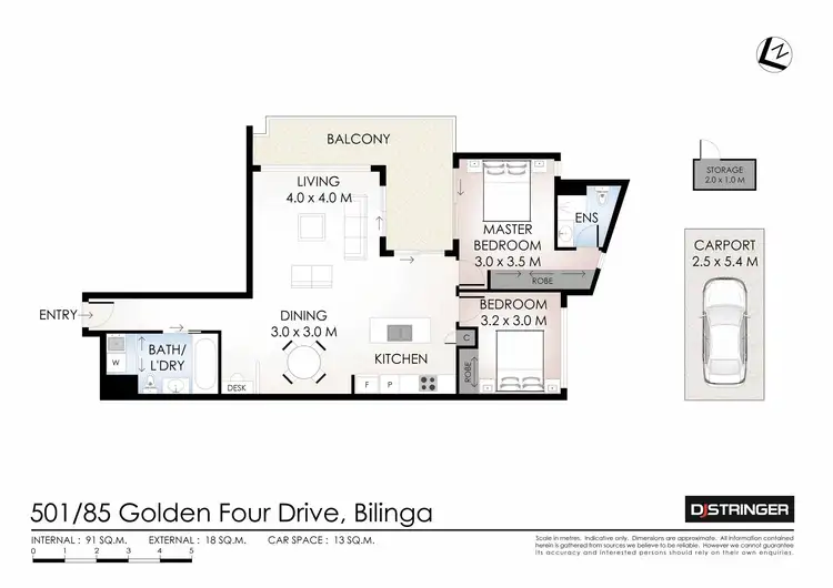 Floorplan of Homely unit listing, 501/85 Golden Four Drive, Bilinga QLD 4225
