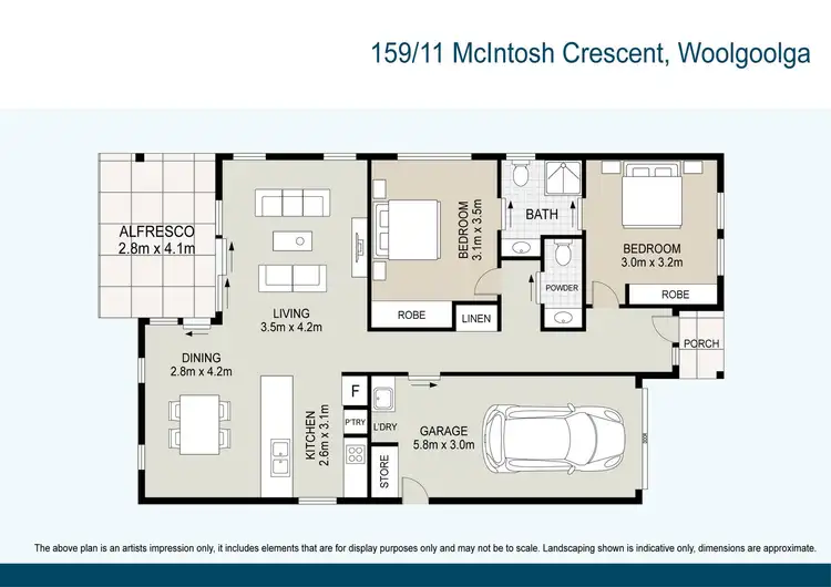 Floorplan of Homely retirement listing, 159/11 McIntosh Crescent, Woolgoolga NSW 2456