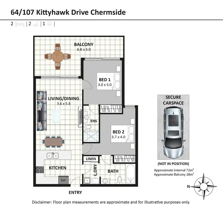 Floorplan of Homely unit listing, 64/107 Kittyhawk Drive, Chermside QLD 4032