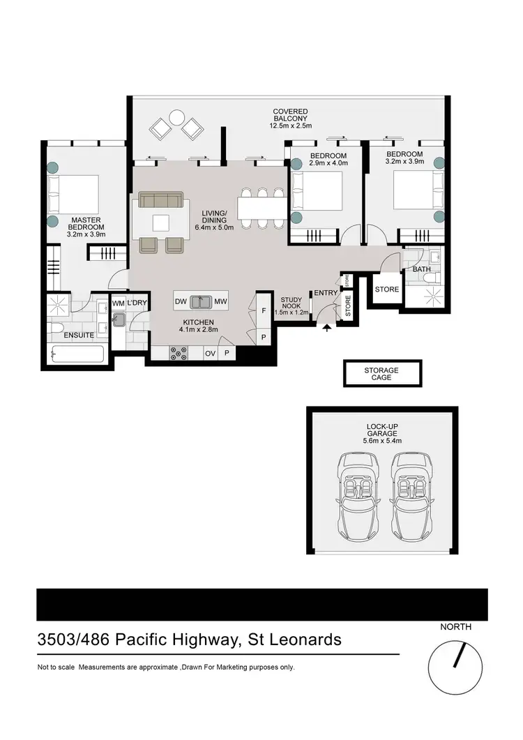 Floorplan of Homely apartment listing, 3503/486 Pacific Highway, St Leonards NSW 2065