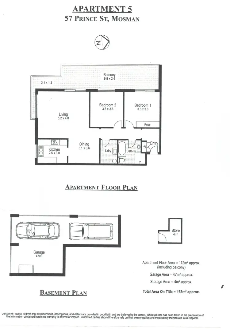 Floorplan of Homely apartment listing, 5/57-59 Prince Street, Mosman NSW 2088