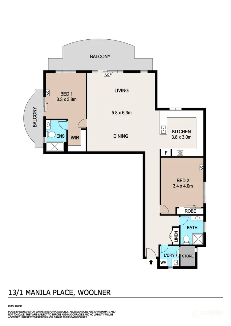 Floorplan of Homely apartment listing, 13/1 Manila Place, Woolner NT 820