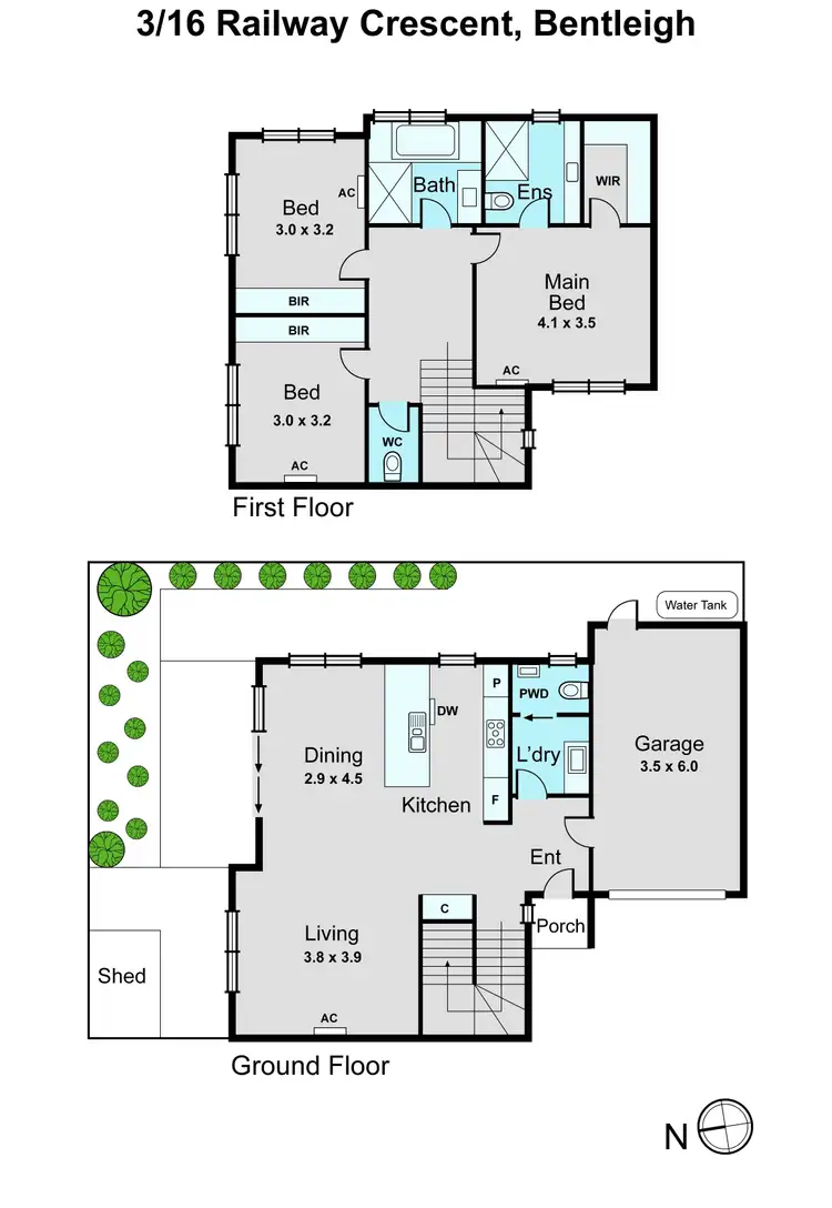 Floorplan of Homely townhouse listing, 3/16 Railway Crescent, Bentleigh VIC 3204