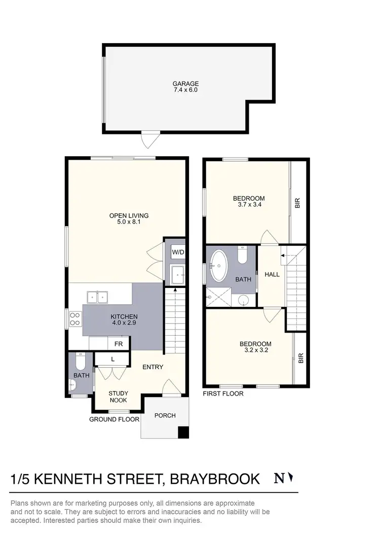 Floorplan of Homely townhouse listing, 1/5 Kenneth Street, Braybrook VIC 3019