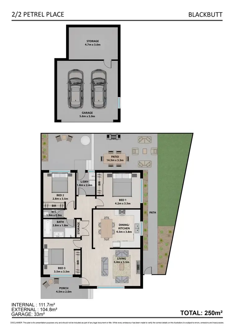 Floorplan of Homely semi-detached listing, 2/2 Petrel Place, Blackbutt NSW 2529