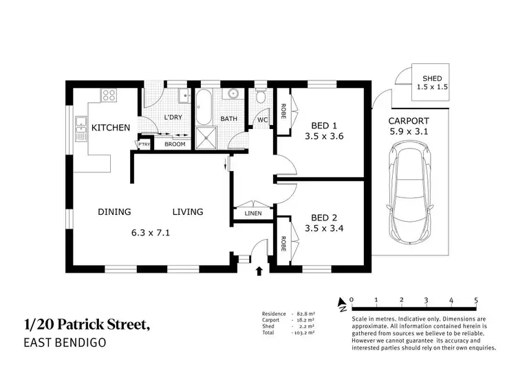 Floorplan of Homely unit listing, 1/20 Patrick Street, East Bendigo VIC 3550