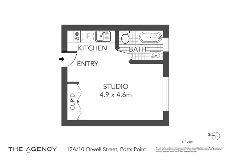 Floorplan of Homely studio listing, 12A/10 Orwell Street, Potts Point NSW 2011