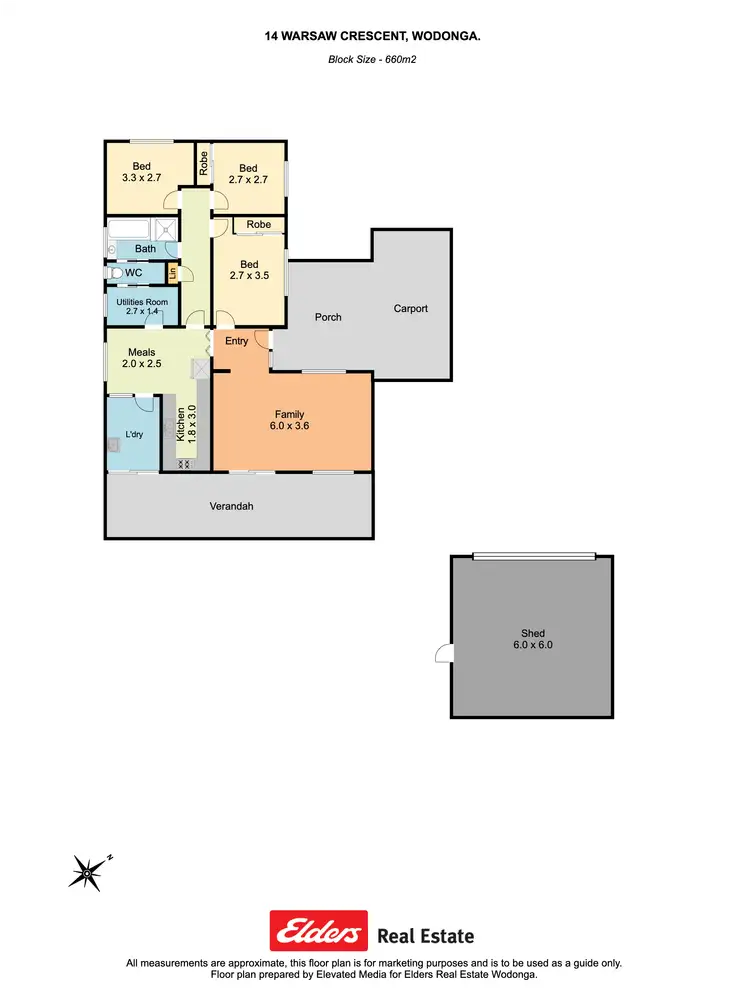 Floorplan of Homely house listing, 14 Warsaw Crescent, Wodonga VIC 3690