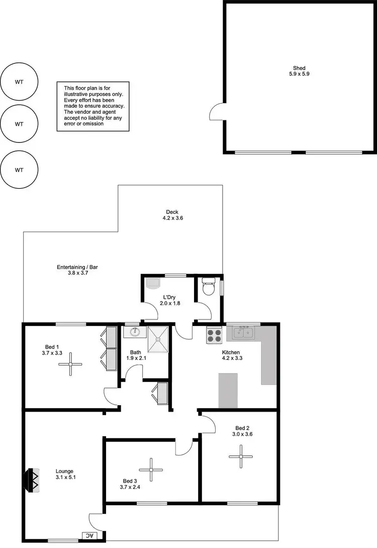 Floorplan of Homely semi-detached listing, 13 Conrad Street, Port Lincoln SA 5606