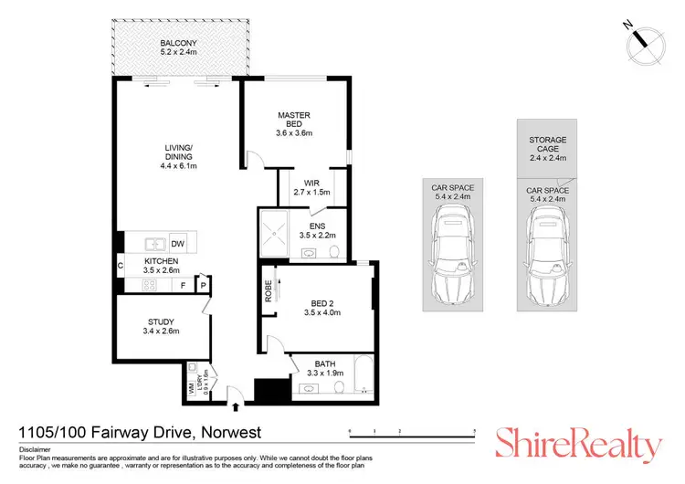 Floorplan of Homely apartment listing, 1105/100 Fairway Drive, Norwest NSW 2153