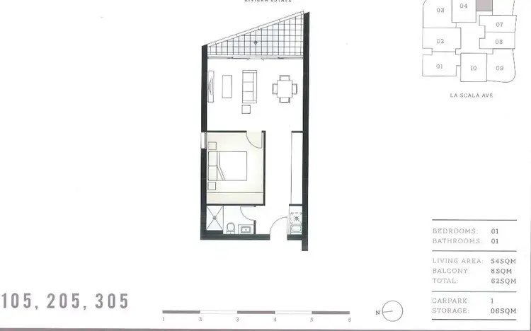 Floorplan of Homely unit listing, 205/80 La Scala Avenue, Maribyrnong VIC 3032