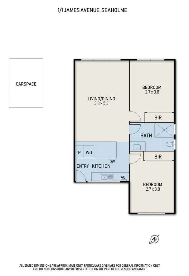Floorplan of Homely unit listing, 1/1 James Avenue, Seaholme VIC 3018