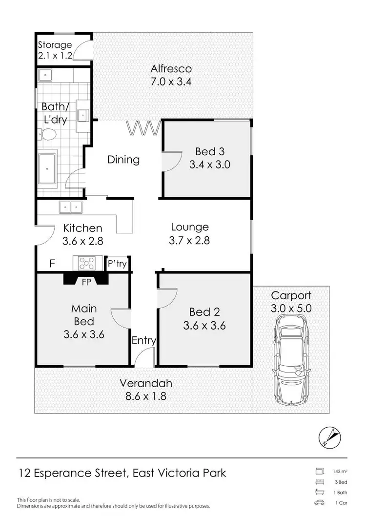 Floorplan of Homely semi-detached listing, 12 Esperance Street, East Victoria Park WA 6101