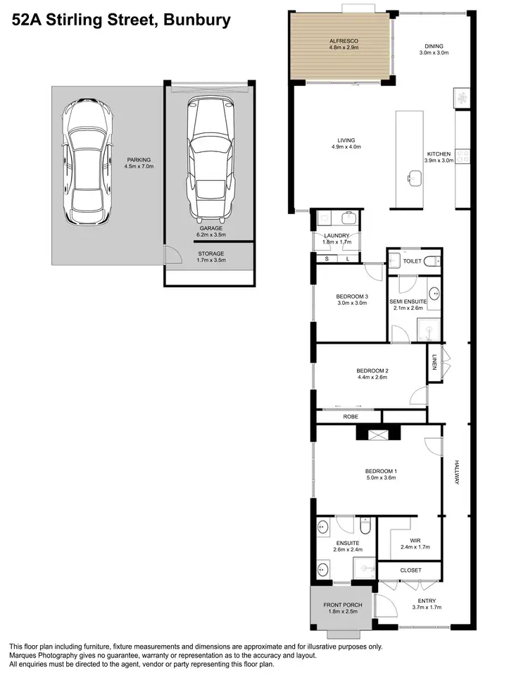 Floorplan of Homely unit listing, 52A Stirling Street, Bunbury WA 6230