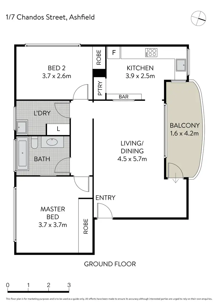 Floorplan of Homely apartment listing, 1/7 Chandos Street, Ashfield NSW 2131