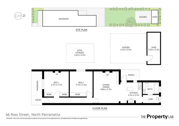 Floorplan of Homely semi-detached listing, 66 Ross Street, North Parramatta NSW 2151