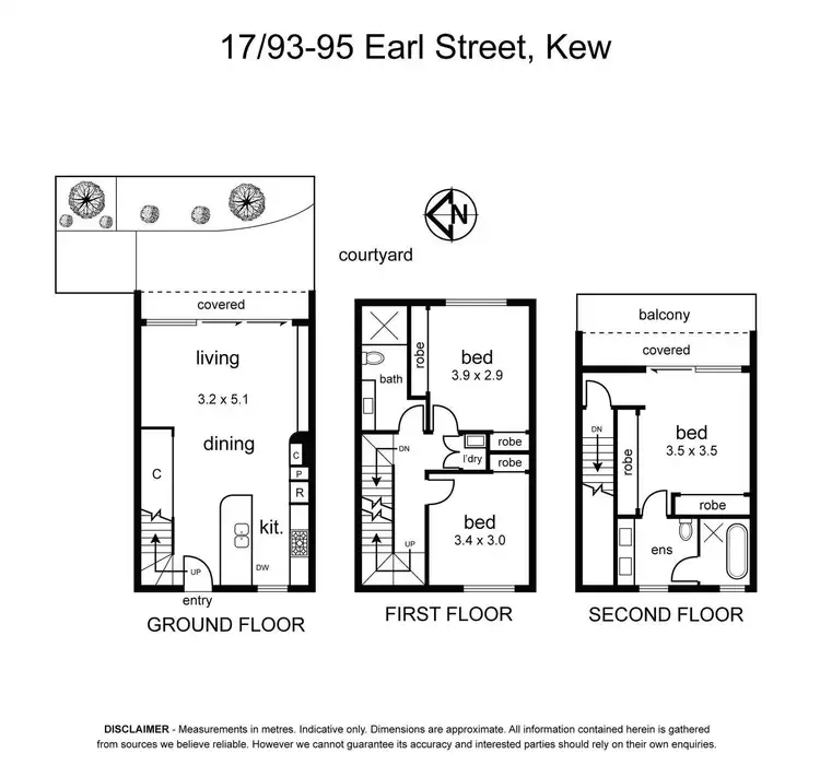 Floorplan of Homely townhouse listing, 17/93-95 Earl Street, Kew VIC 3101