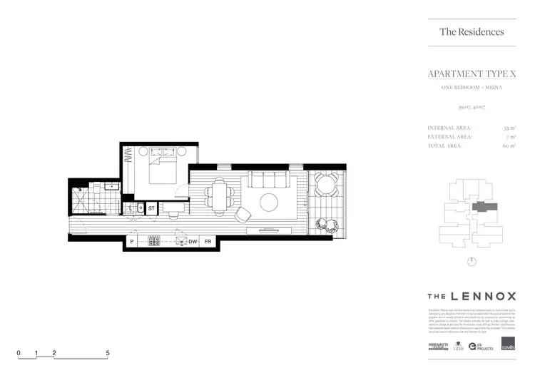 Floorplan of Homely unit listing, 3906/12 Phillip Street, Parramatta NSW 2150