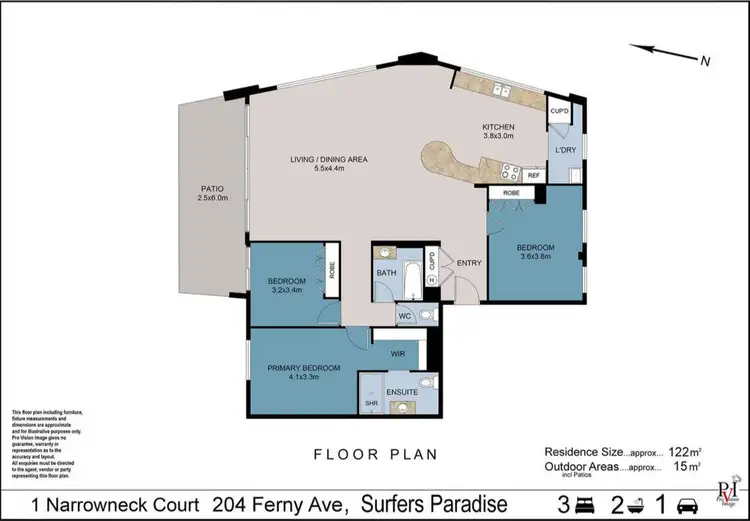 Floorplan of Homely apartment listing, 1/204 Ferny Avenue, Main Beach QLD 4217