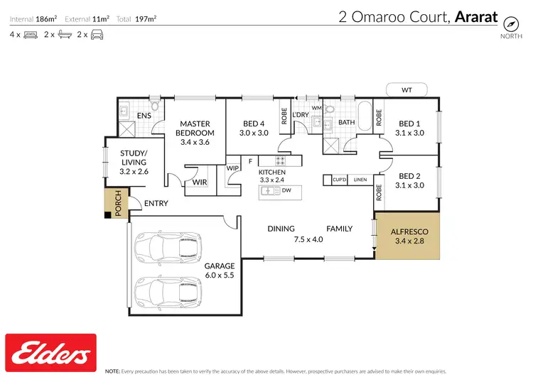 Floorplan of Homely house listing, 2 Omaroo Court, Ararat VIC 3377
