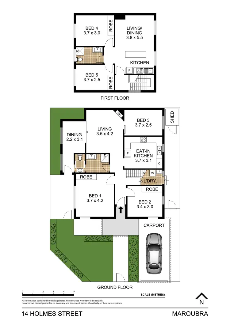 Floorplan of Homely semi-detached listing, 14 Holmes Street, Maroubra NSW 2035