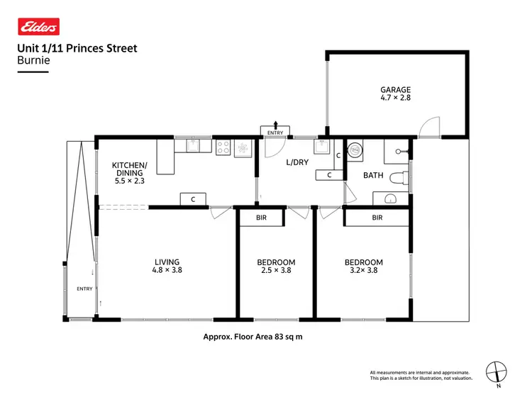 Floorplan of Homely unit listing, 1/11 Princes Street, Burnie TAS 7320