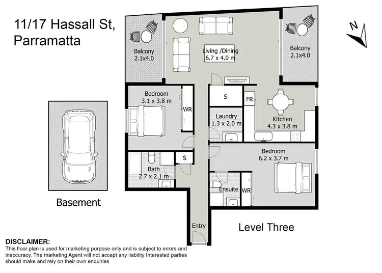 Floorplan of Homely apartment listing, 11/17 Hassall Street, Parramatta NSW 2150