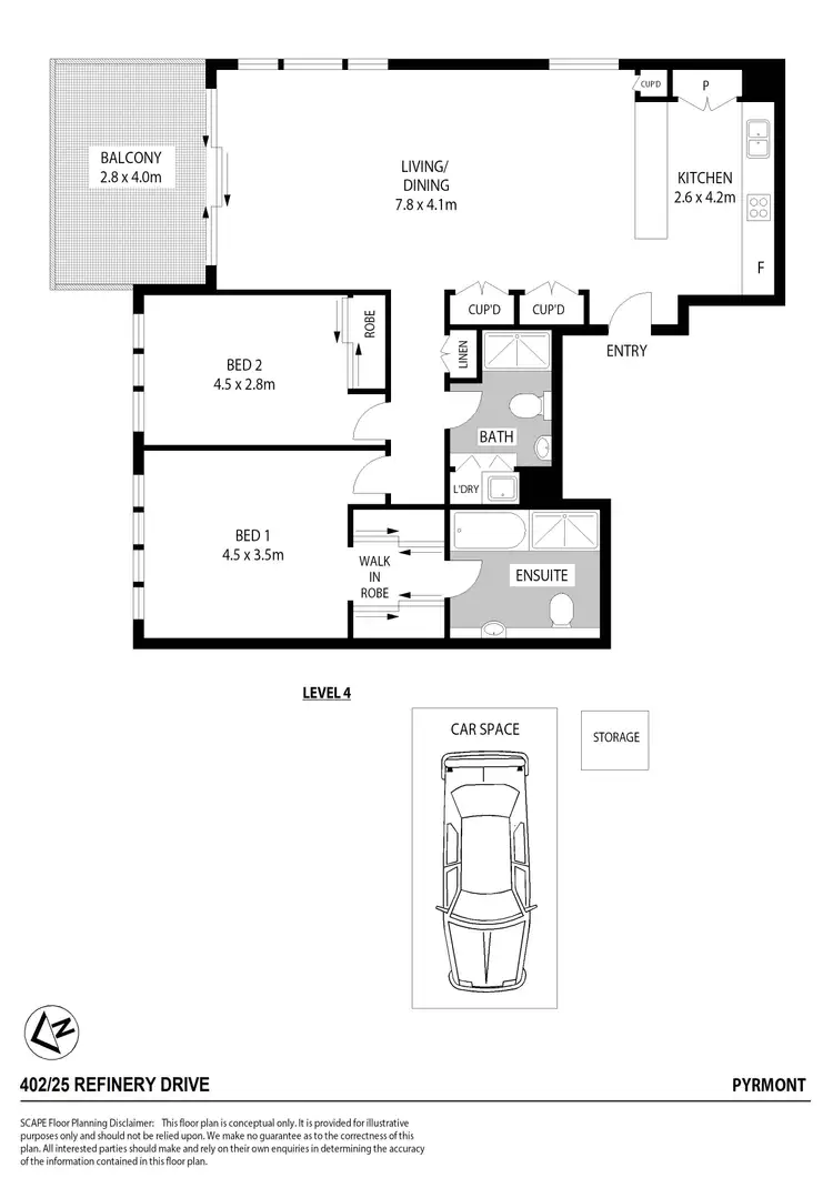 Floorplan of Homely apartment listing, 402/25 Refinery Drive, Pyrmont NSW 2009