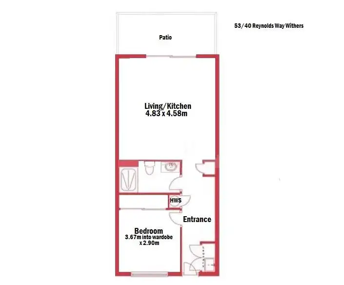 Floorplan of Homely apartment listing, 53/40 Reynolds Way, Withers WA 6230