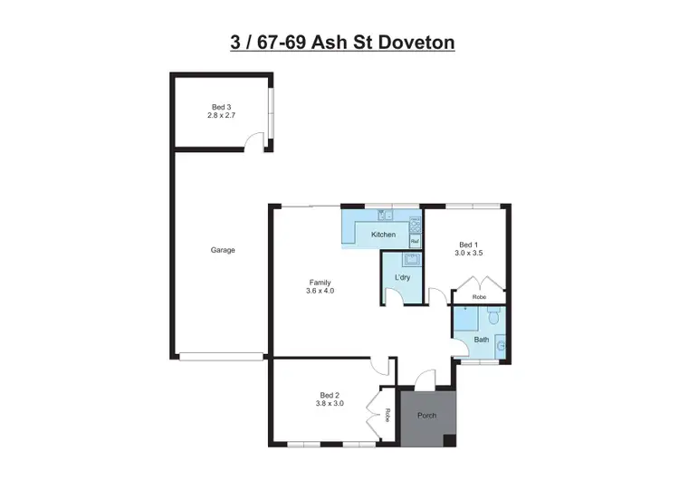 Floorplan of Homely unit listing, 3/67-69 Ash Street, Doveton VIC 3177
