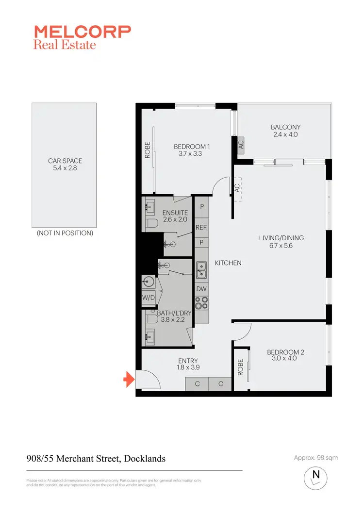 Floorplan of Homely apartment listing, 908/55 Merchant Street, Docklands VIC 3008