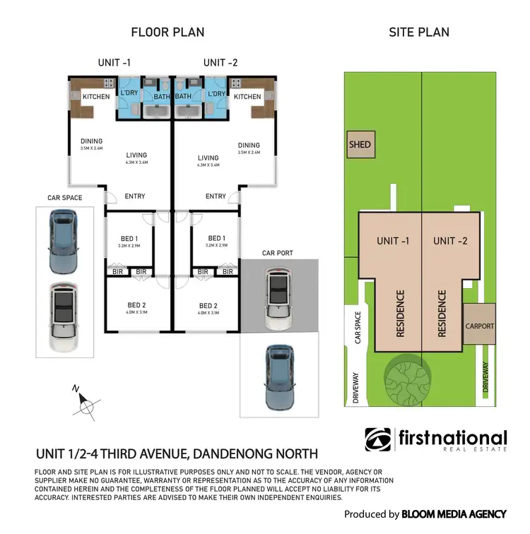 Floorplan of Homely block of units listing, 1 & 2/4 Third Avenue, Dandenong North VIC 3175