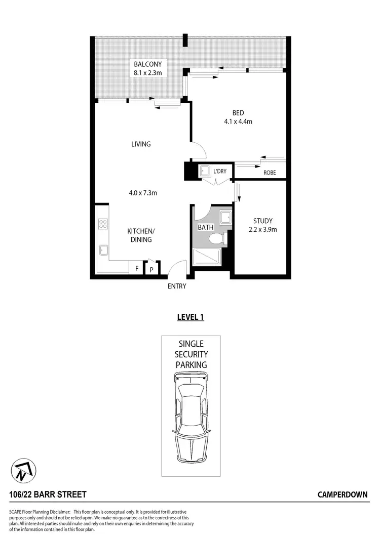Floorplan of Homely apartment listing, 106/22 Barr Street, Camperdown NSW 2050