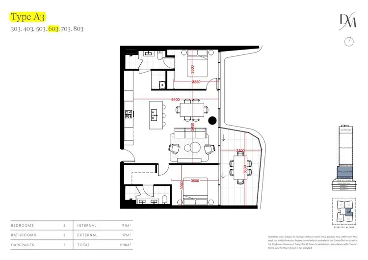 Floorplan of Homely apartment listing, Level 6/603/15 Peerless Avenue, Mermaid Beach QLD 4218