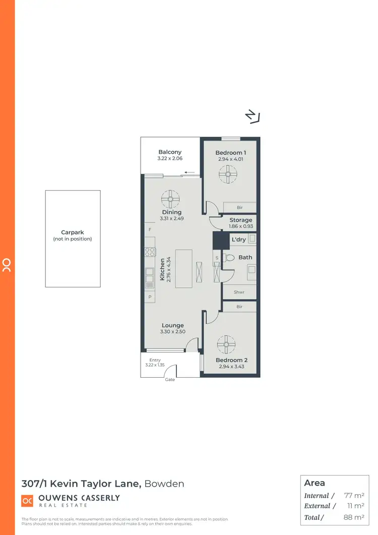 Floorplan of Homely apartment listing, 307/1 Kevin Taylor Lane, Bowden SA 5007