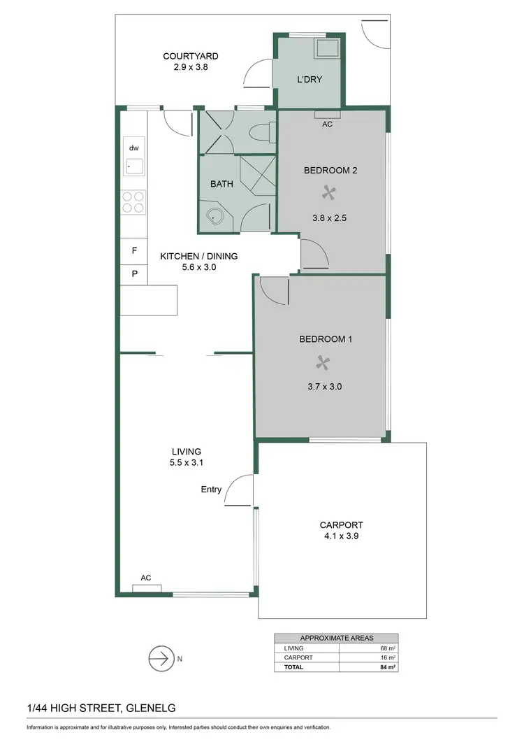 Floorplan of Homely unit listing, 1/44 High Street, Glenelg SA 5045