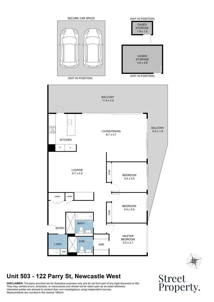 Floorplan of Homely apartment listing, 503/122 Parry Street, Newcastle West NSW 2302