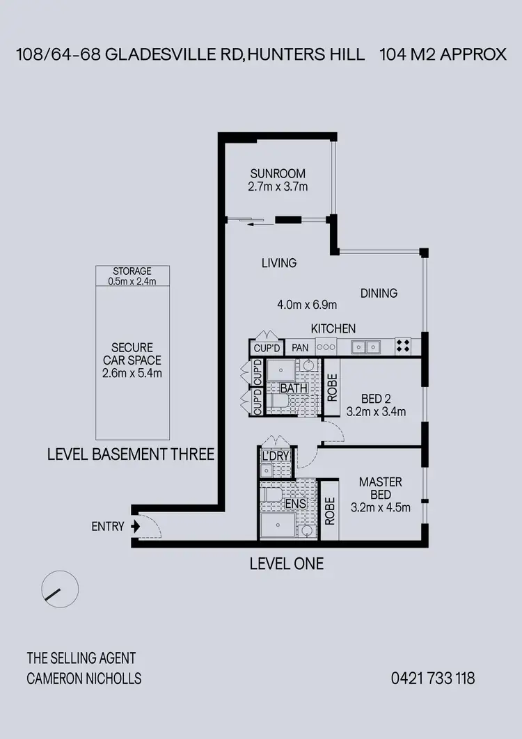 Floorplan of Homely apartment listing, 108/64-68 Gladesville Road, Hunters Hill NSW 2110