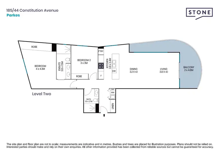 Floorplan of Homely apartment listing, 185/44 Constitution Avenue, Parkes ACT 2600