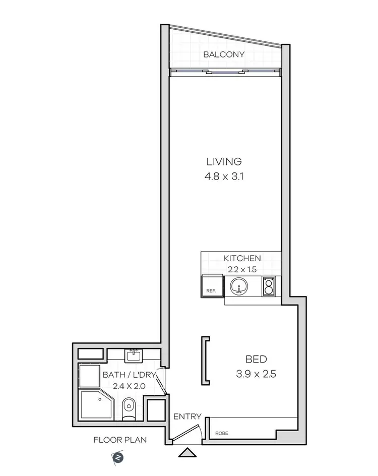 Floorplan of Homely studio listing, 1513/1 Sergeants Lane, St Leonards NSW 2065