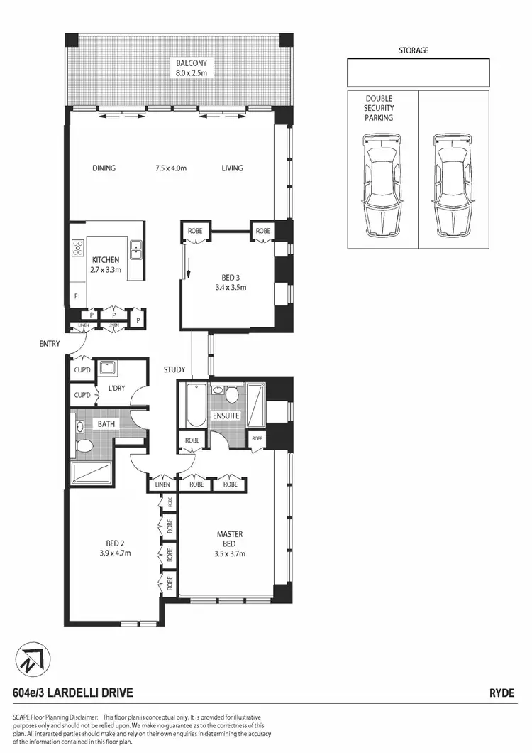 Floorplan of Homely apartment listing, E604/3 Lardelli Drive, Ryde NSW 2112