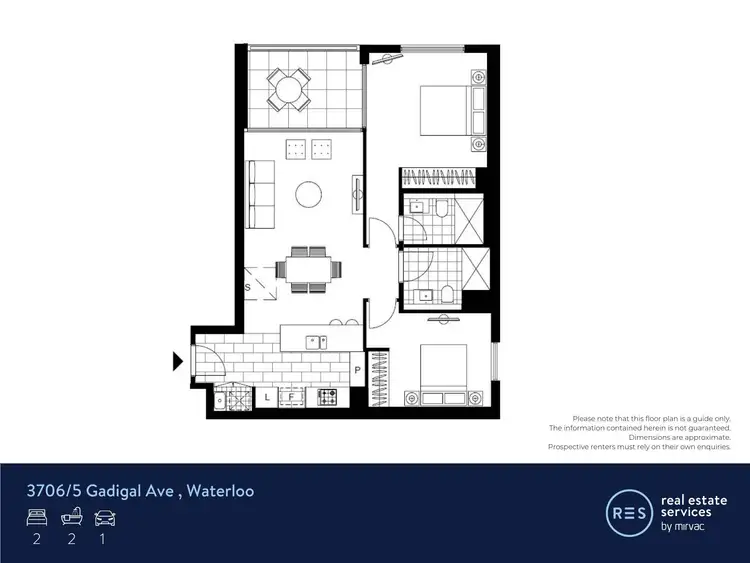 Floorplan of Homely apartment listing, 3706/5 Gadigal Avenue, Waterloo NSW 2017