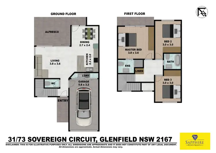 Floorplan of Homely townhouse listing, 30/73 Sovereign Circuit, Glenfield NSW 2167